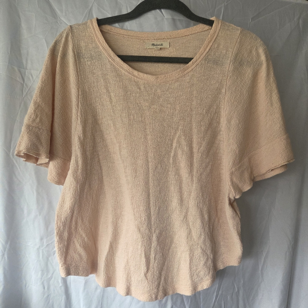 Madewell Light Pink Loose Fitting Top Size Small Baggy Short Sleeves